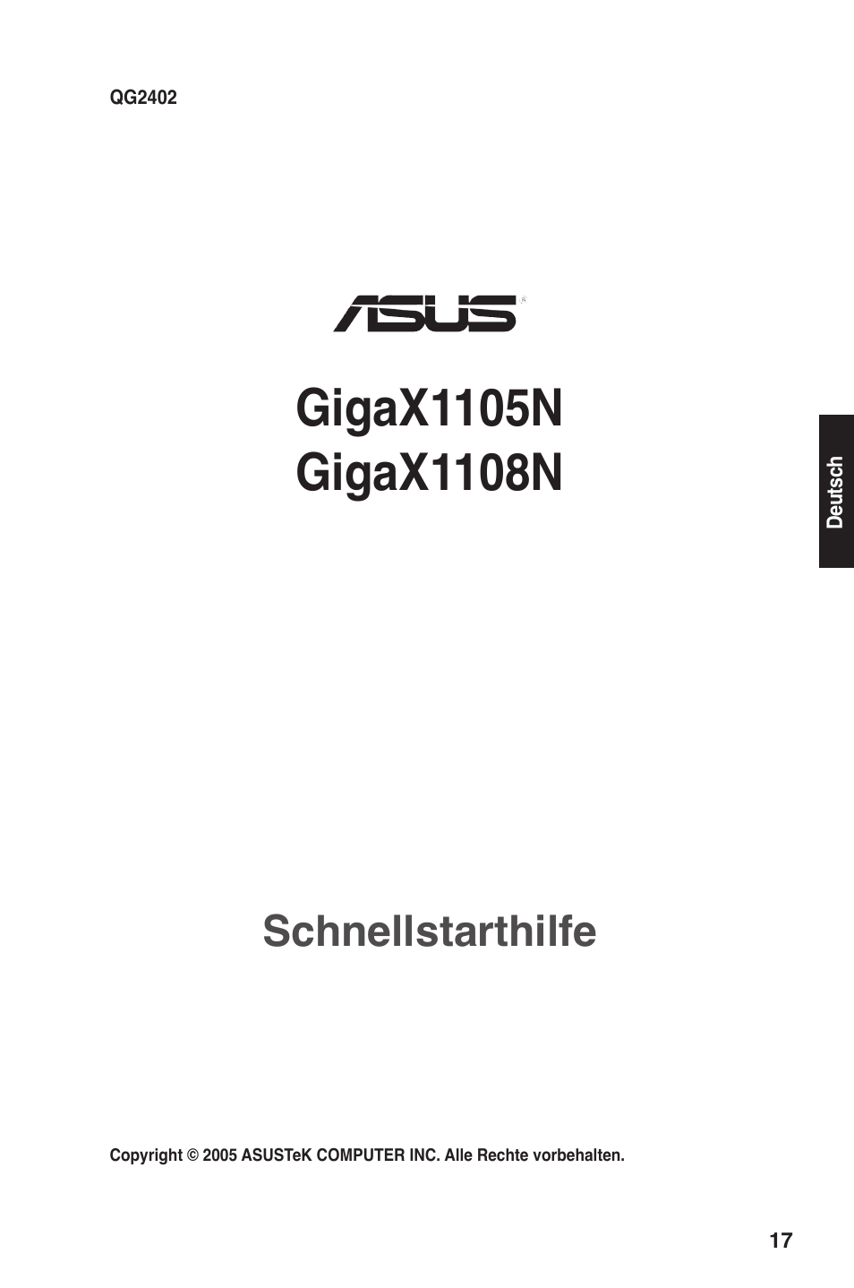 Schnellstarthilfe | Asus GigaX1105N User Manual | Page 18 / 57