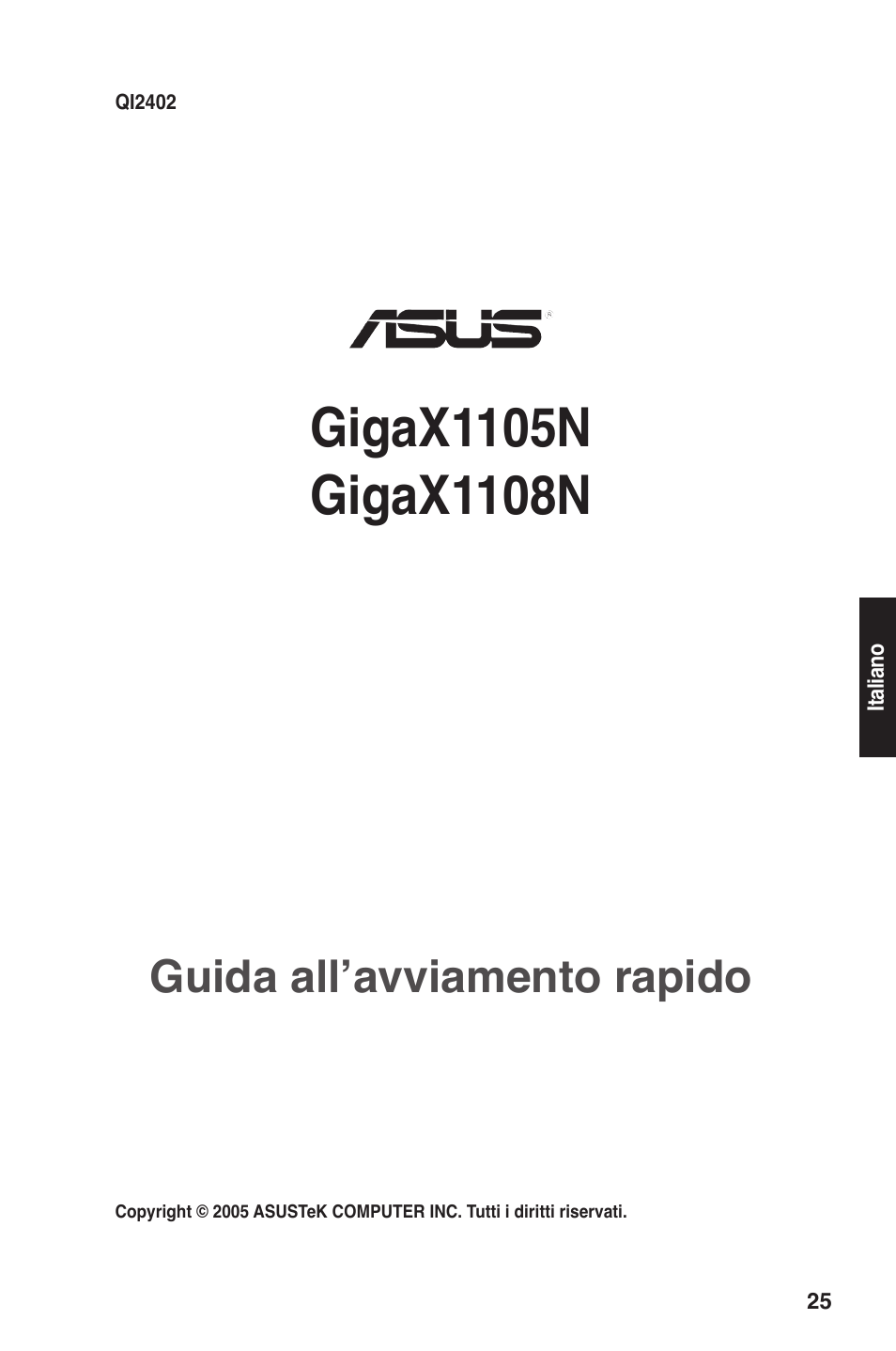 Guida all’avviamento rapido | Asus GigaX1105N User Manual | Page 26 / 57