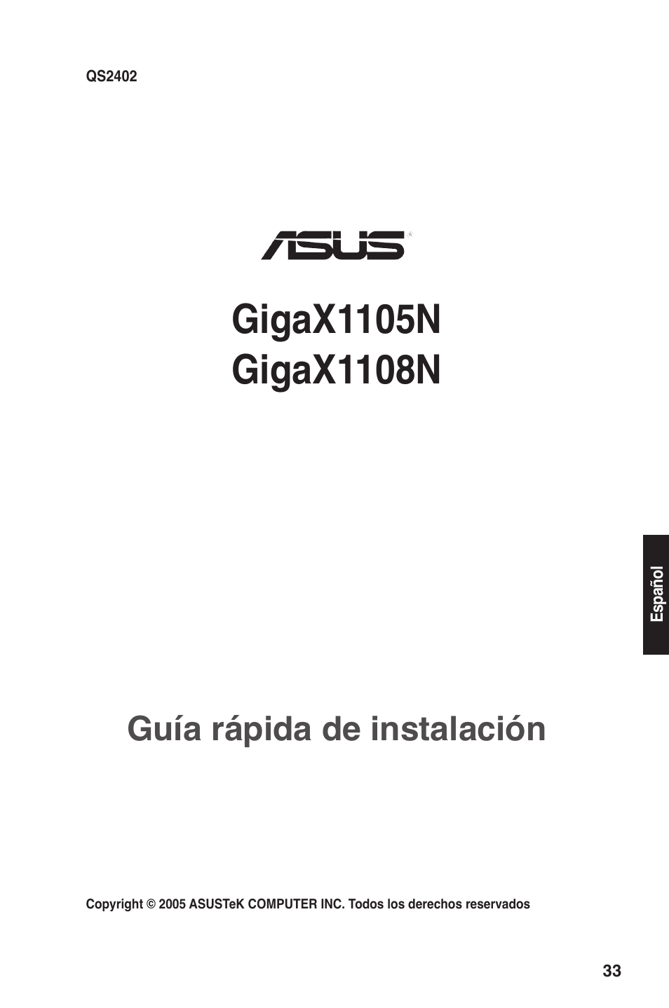 Guía rápida de instalación | Asus GigaX1105N User Manual | Page 34 / 57