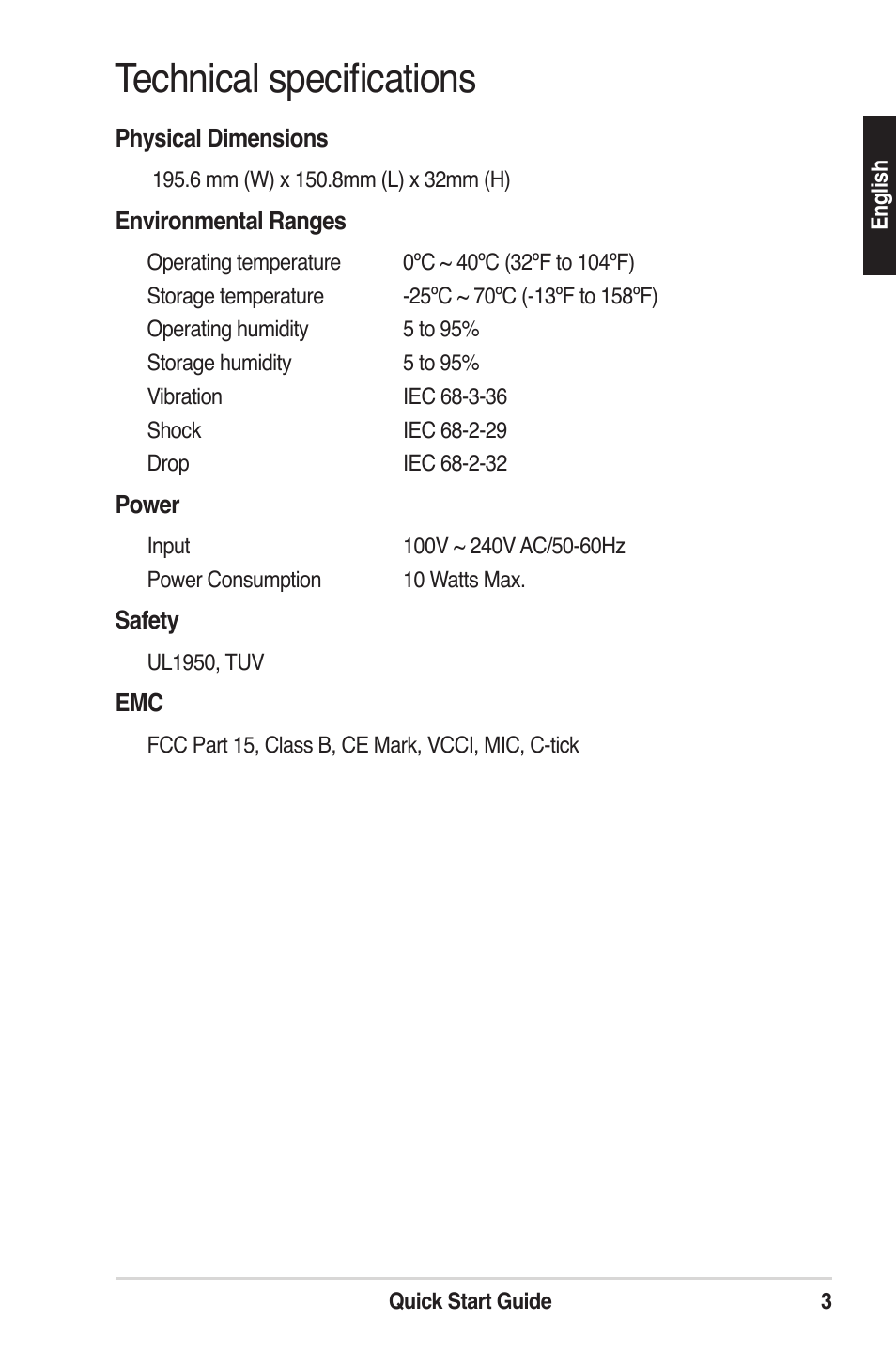 Technical speciﬁcations | Asus GigaX1105N User Manual | Page 4 / 57