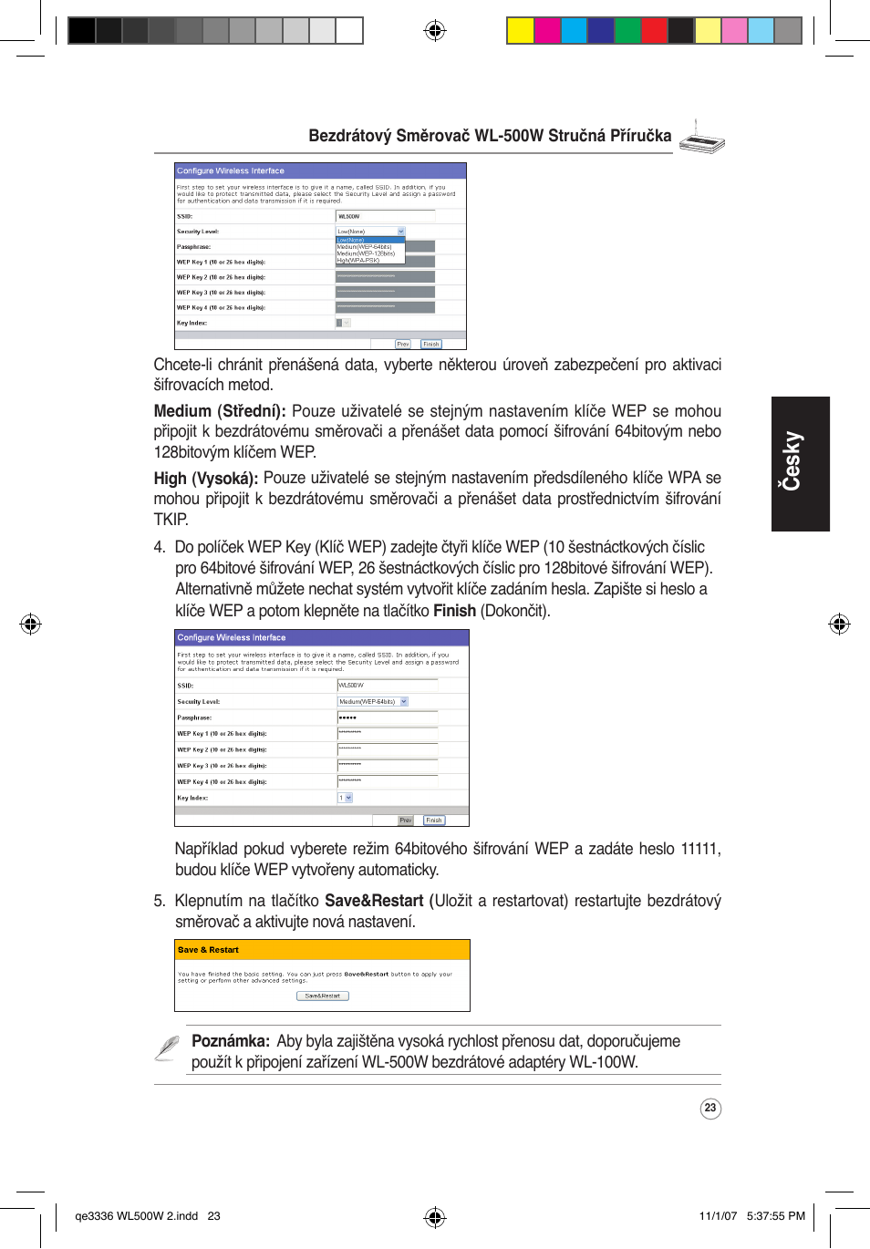 Česky | Asus WL-500W User Manual | Page 24 / 137