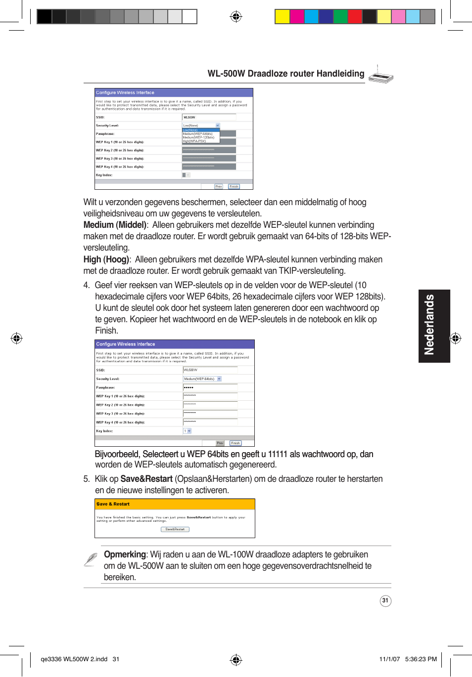 Nederlands | Asus WL-500W User Manual | Page 32 / 137