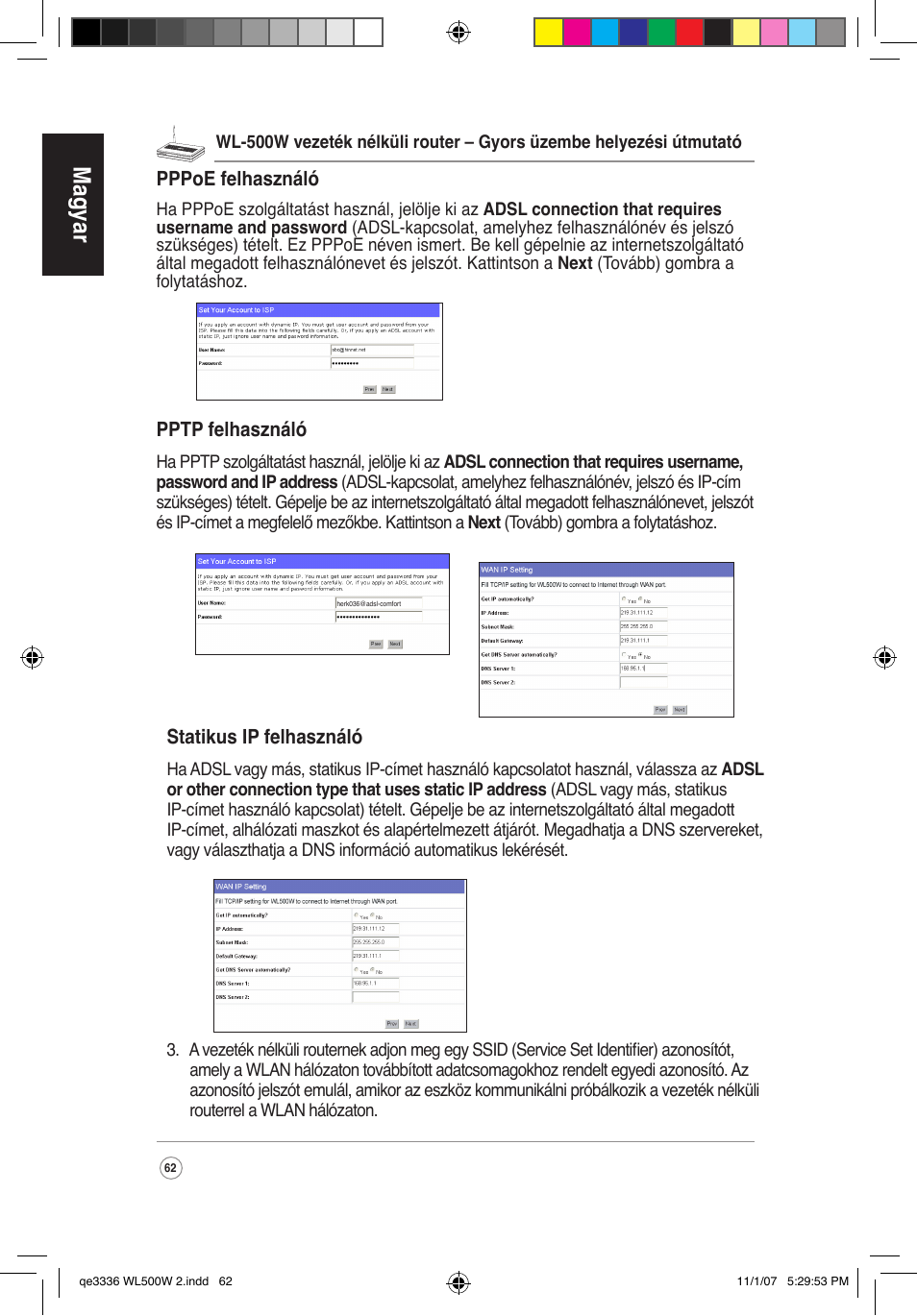 Magyar | Asus WL-500W User Manual | Page 63 / 137