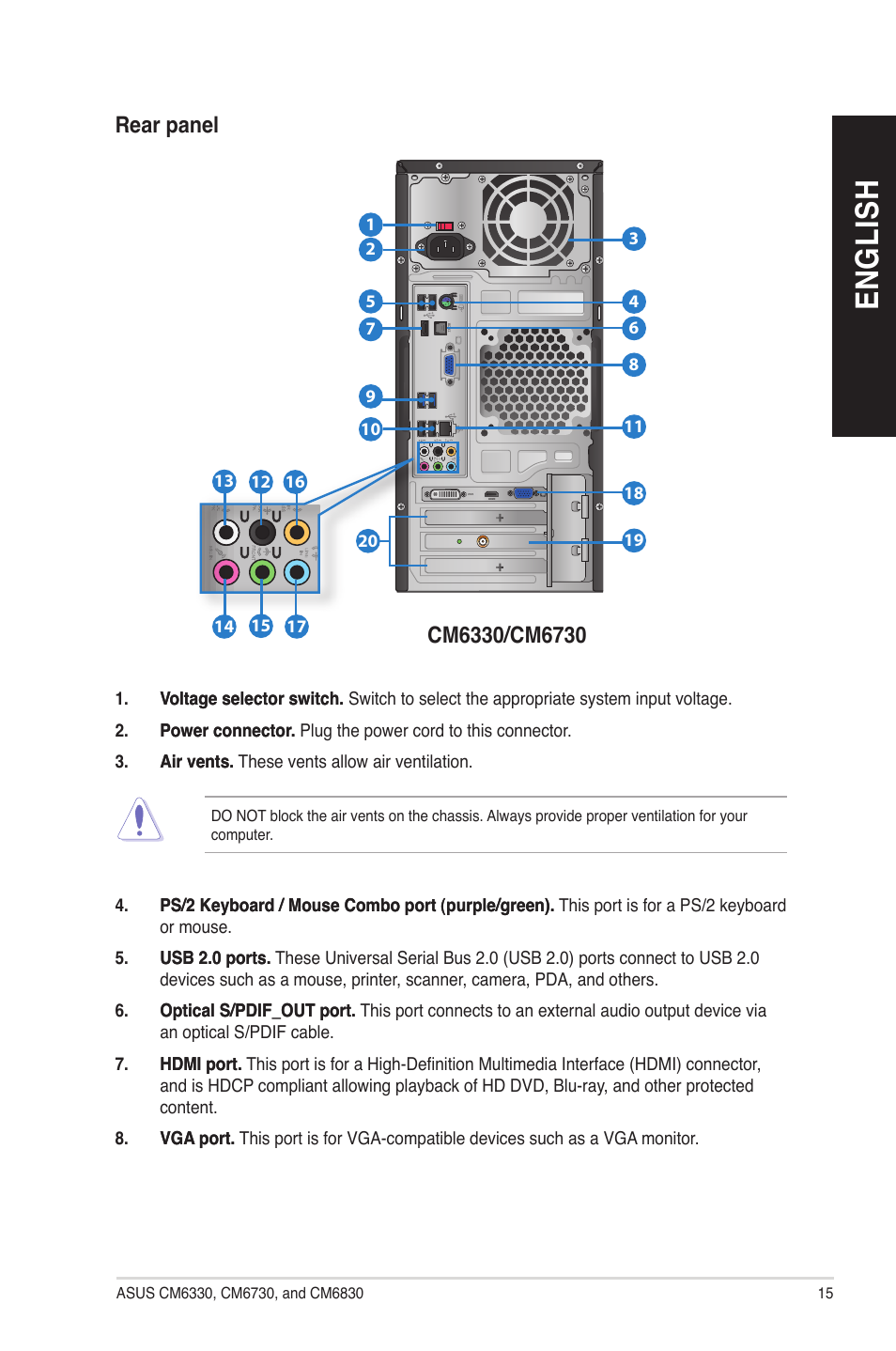 En gl is h en gl is h | Asus CM6830 User Manual | Page 15 / 86