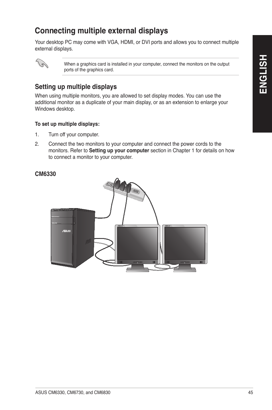 Connecting multiple external displays, En gl is h en gl is h | Asus CM6830 User Manual | Page 45 / 86