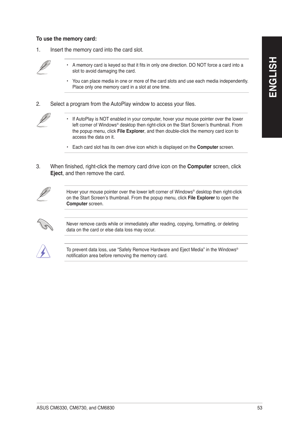 En gl is h en gl is h | Asus CM6830 User Manual | Page 53 / 86