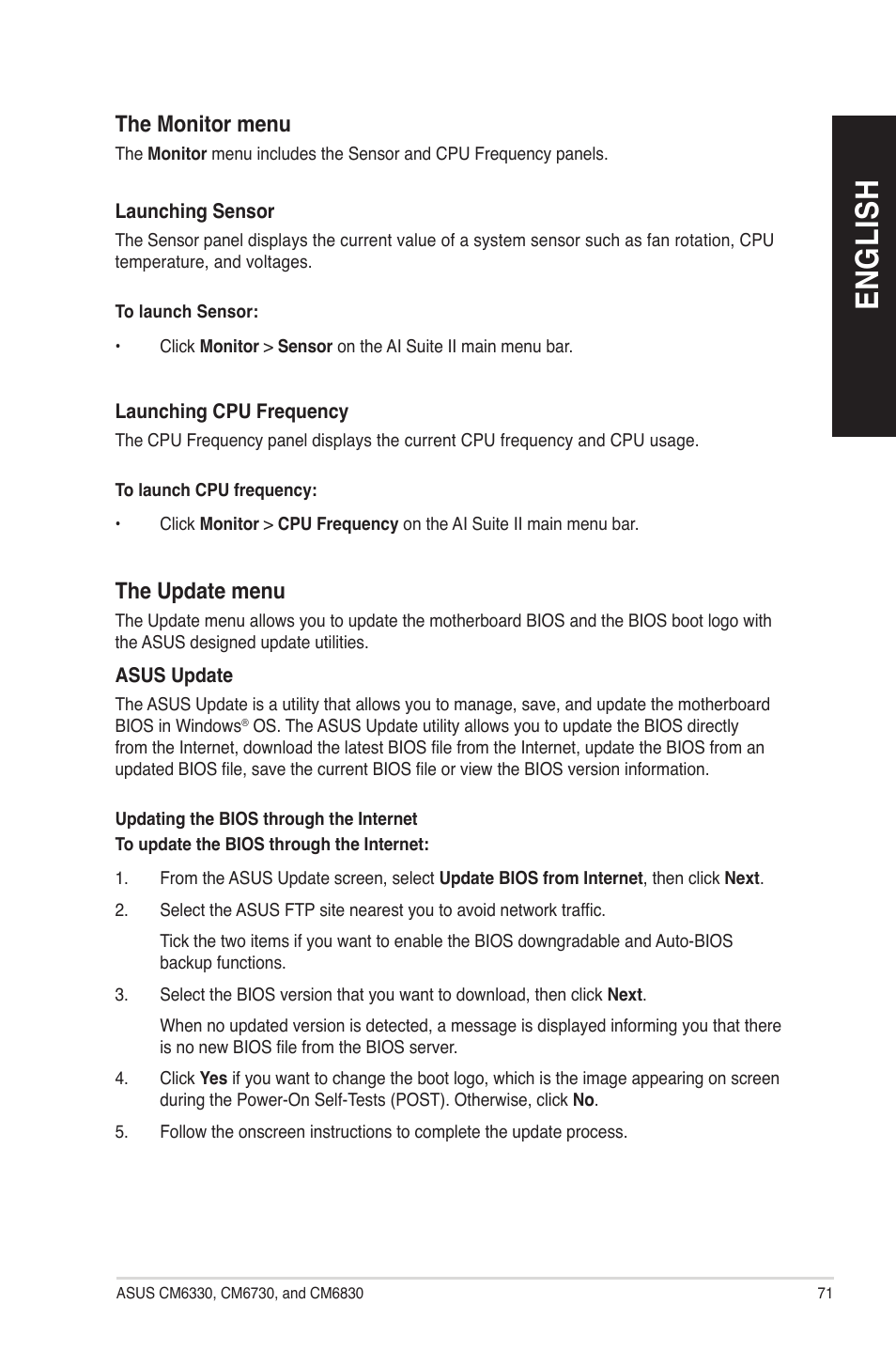 En gl is h en gl is h | Asus CM6830 User Manual | Page 71 / 86