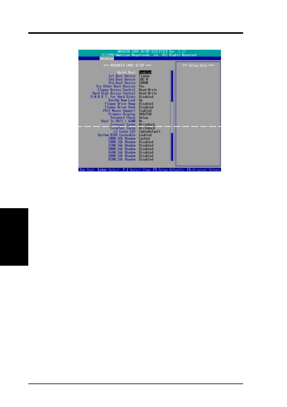 Bios setup, 1 advanced cmos setup | Asus K7M-RM User Manual | Page 56 / 96