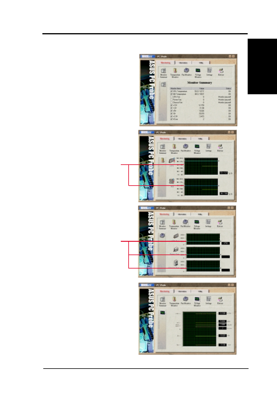 Software reference, 2 using asus pc probe, Monitoring | Asus CUSL2-C User Manual | Page 103 / 122