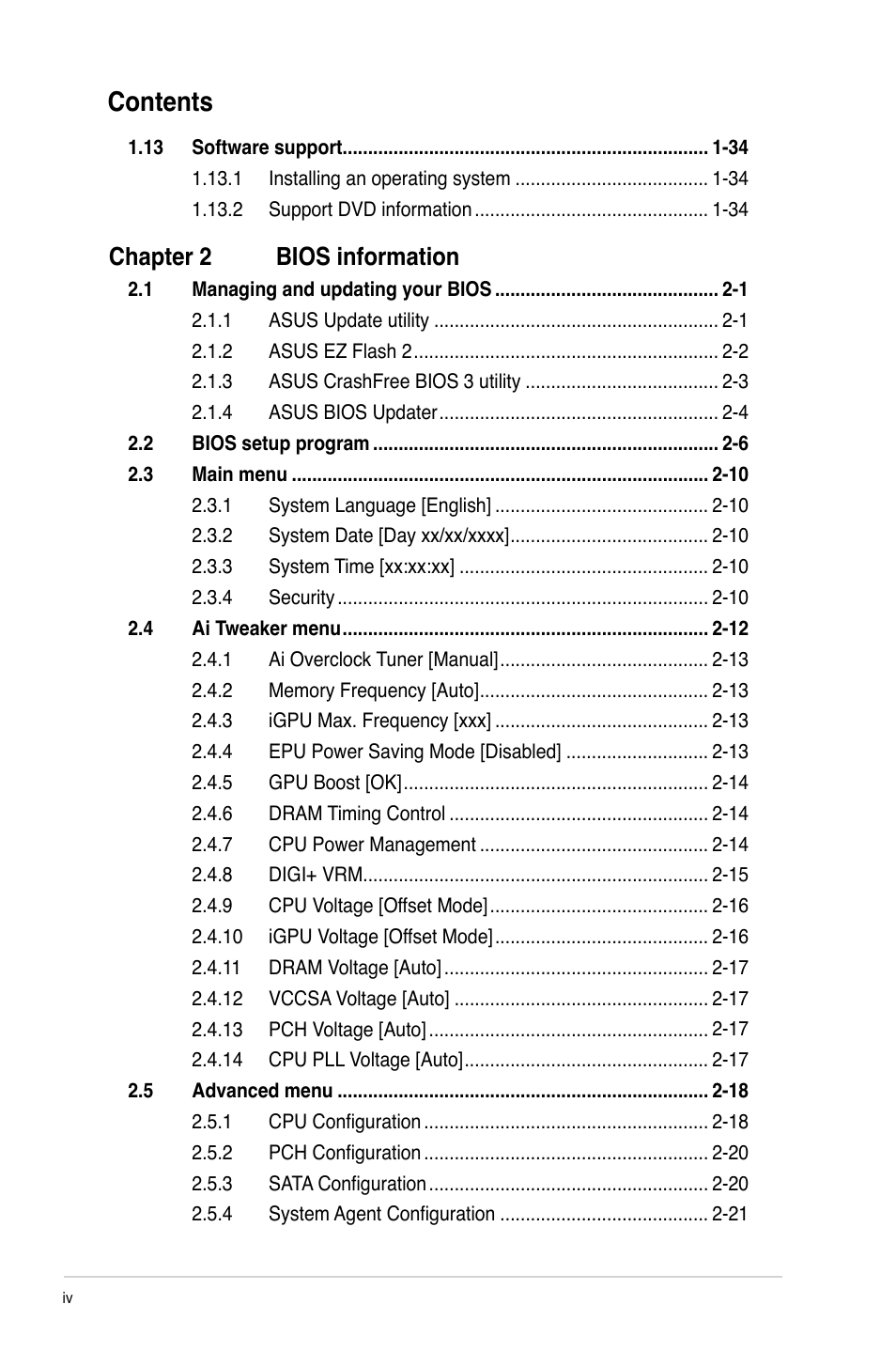 Asus P8H77-V LE User Manual | Page 4 / 80