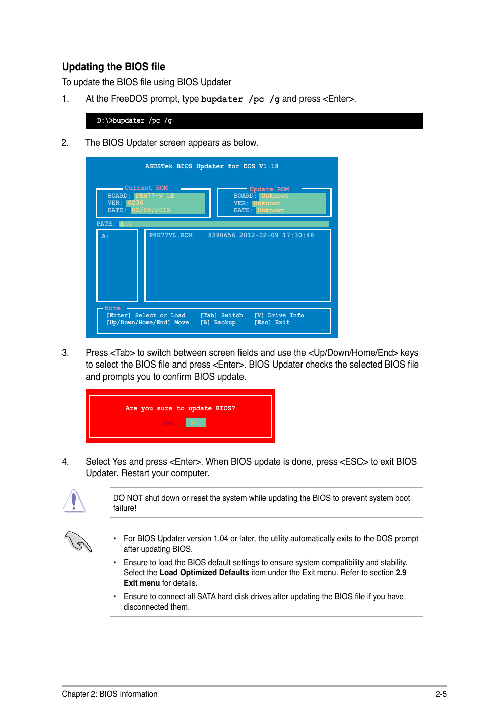 Updating the bios file | Asus P8H77-V LE User Manual | Page 51 / 80