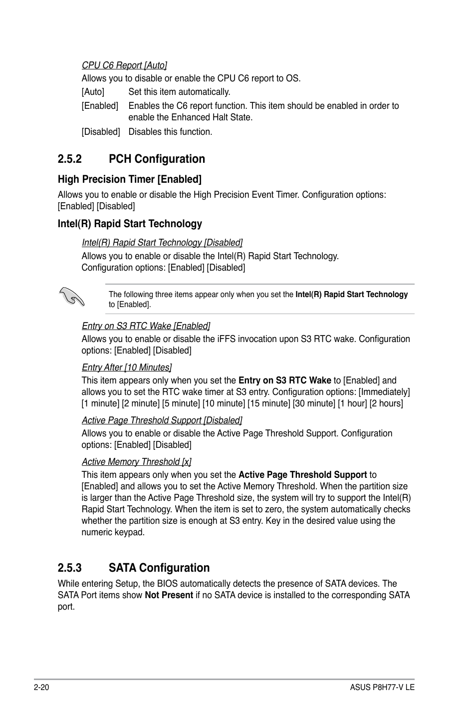 2 pch configuration, 3 sata configuration, Pch configuration -20 | Sata configuration -20 | Asus P8H77-V LE User Manual | Page 66 / 80