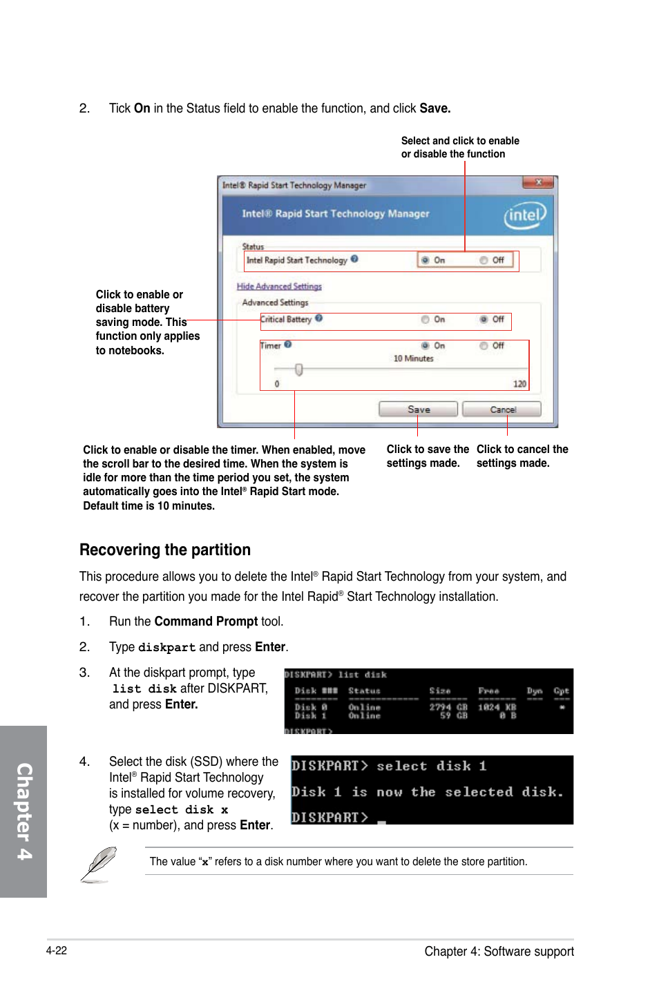 Chapter 4, Recovering the partition | Asus P8C WS User Manual | Page 126 / 140