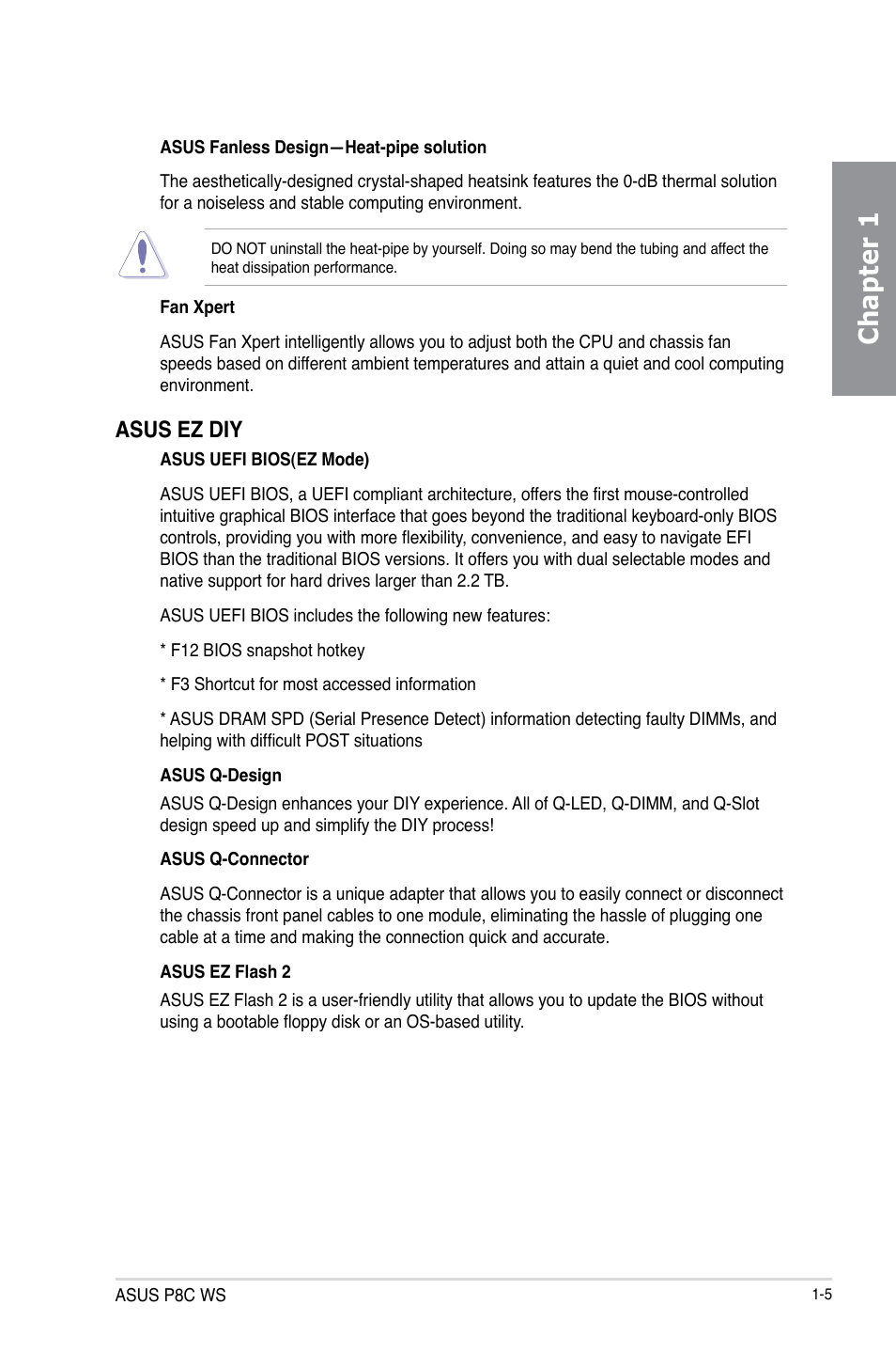 Chapter 1, Asus ez diy | Asus P8C WS User Manual | Page 17 / 140