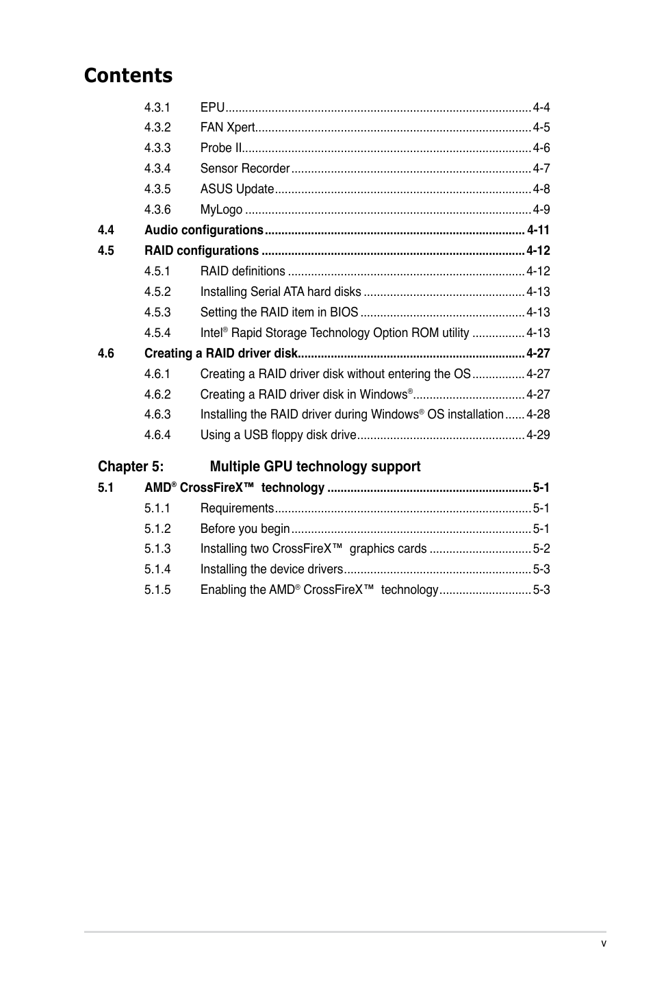 Asus P8C WS User Manual | Page 5 / 140