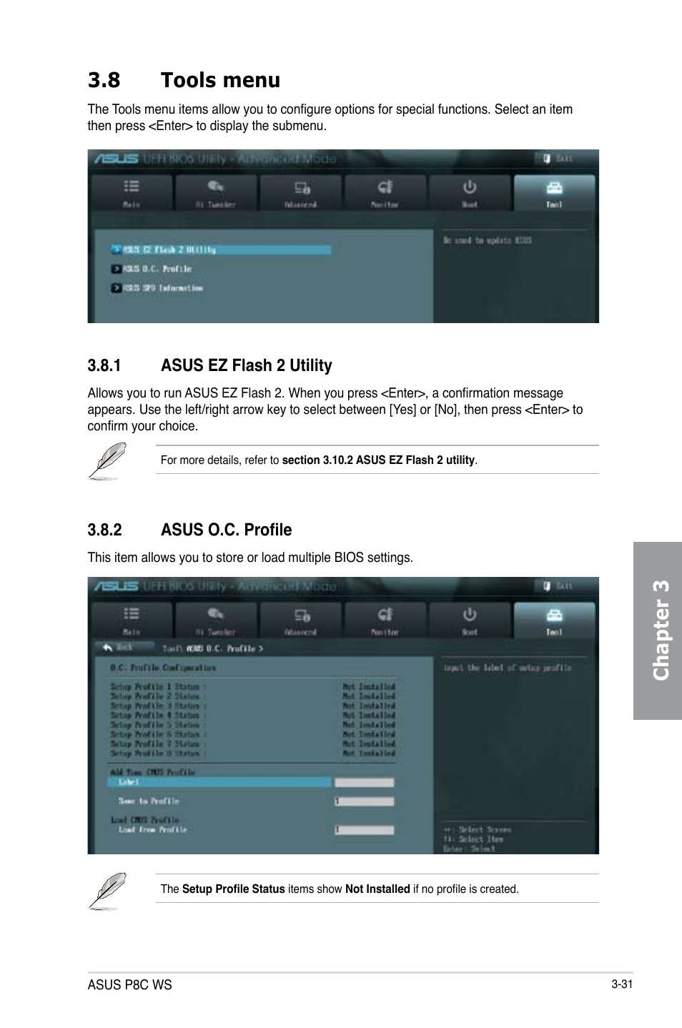 Chapter 3 3.8 tools menu | Asus P8C WS User Manual | Page 93 / 140