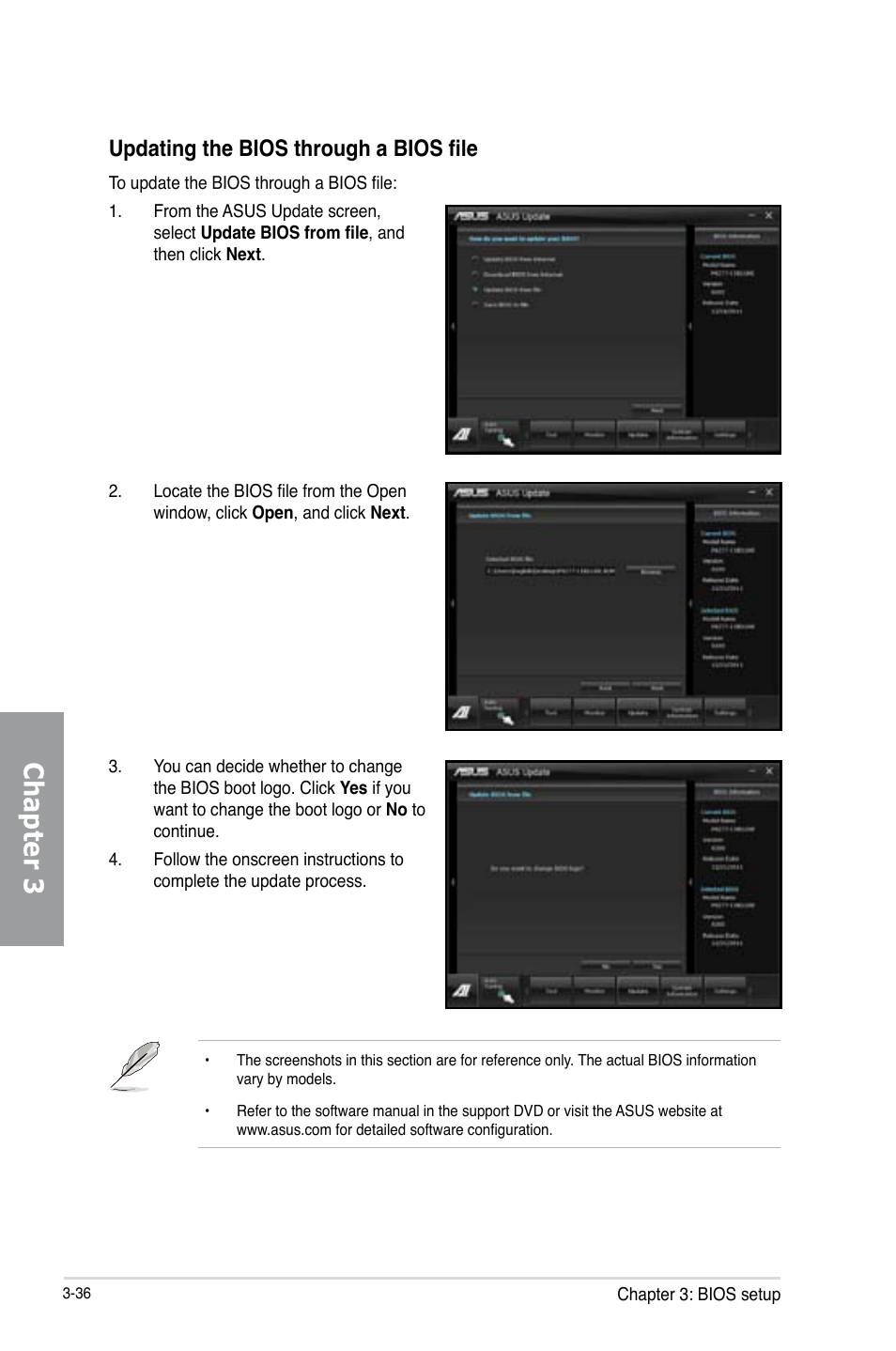 Chapter 3, Updating the bios through a bios file | Asus P8C WS User Manual | Page 98 / 140