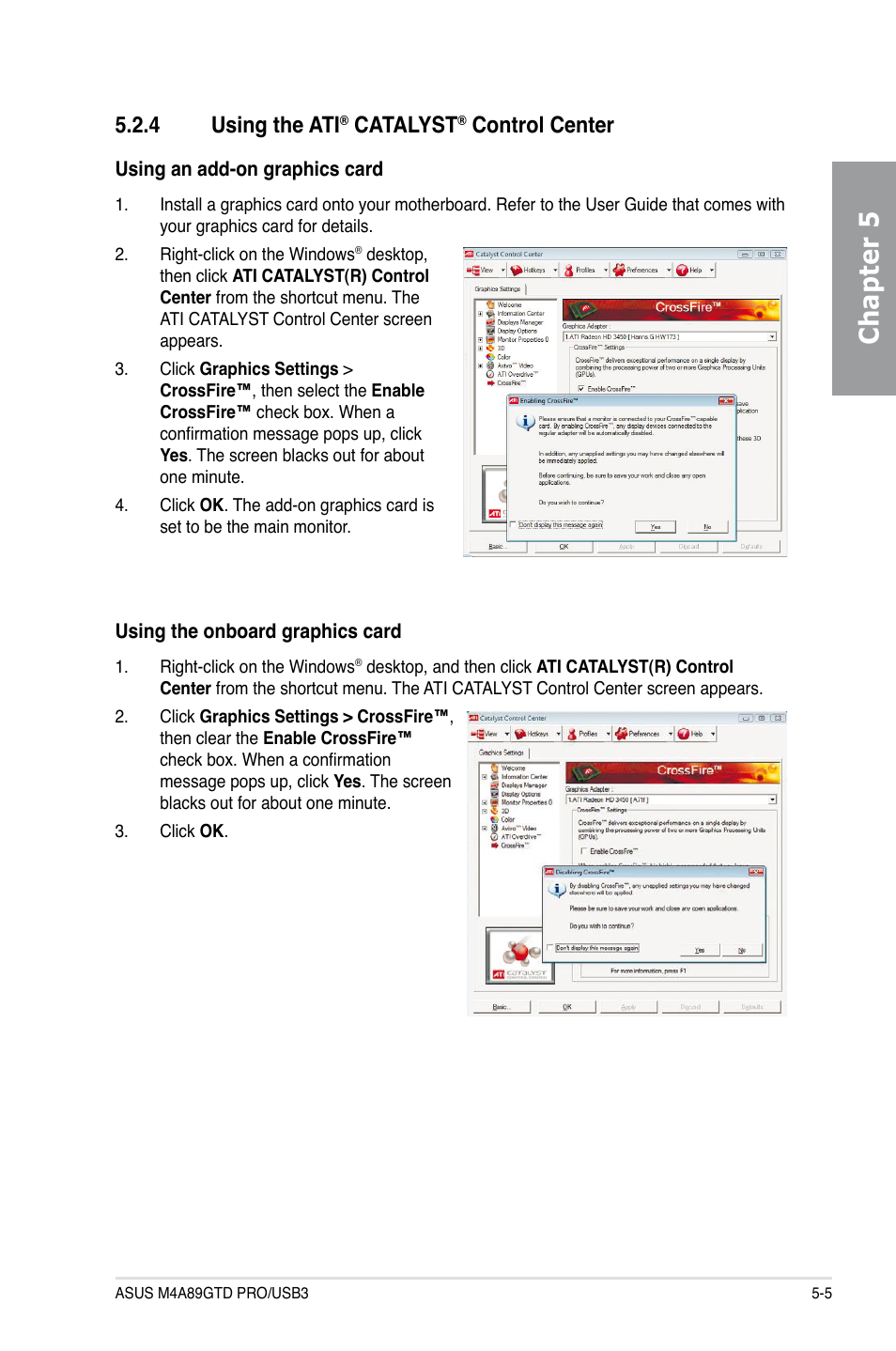 4 using the ati® catalyst® control center, Using the ati, Catalyst | Control center -5, Chapter 5, 4 using the ati, Control center | Asus M4A89GTD PRO/USB3 User Manual | Page 125 / 128