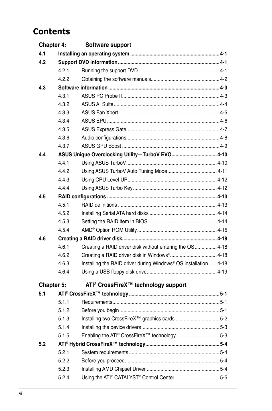 Asus M4A89GTD PRO/USB3 User Manual | Page 6 / 128