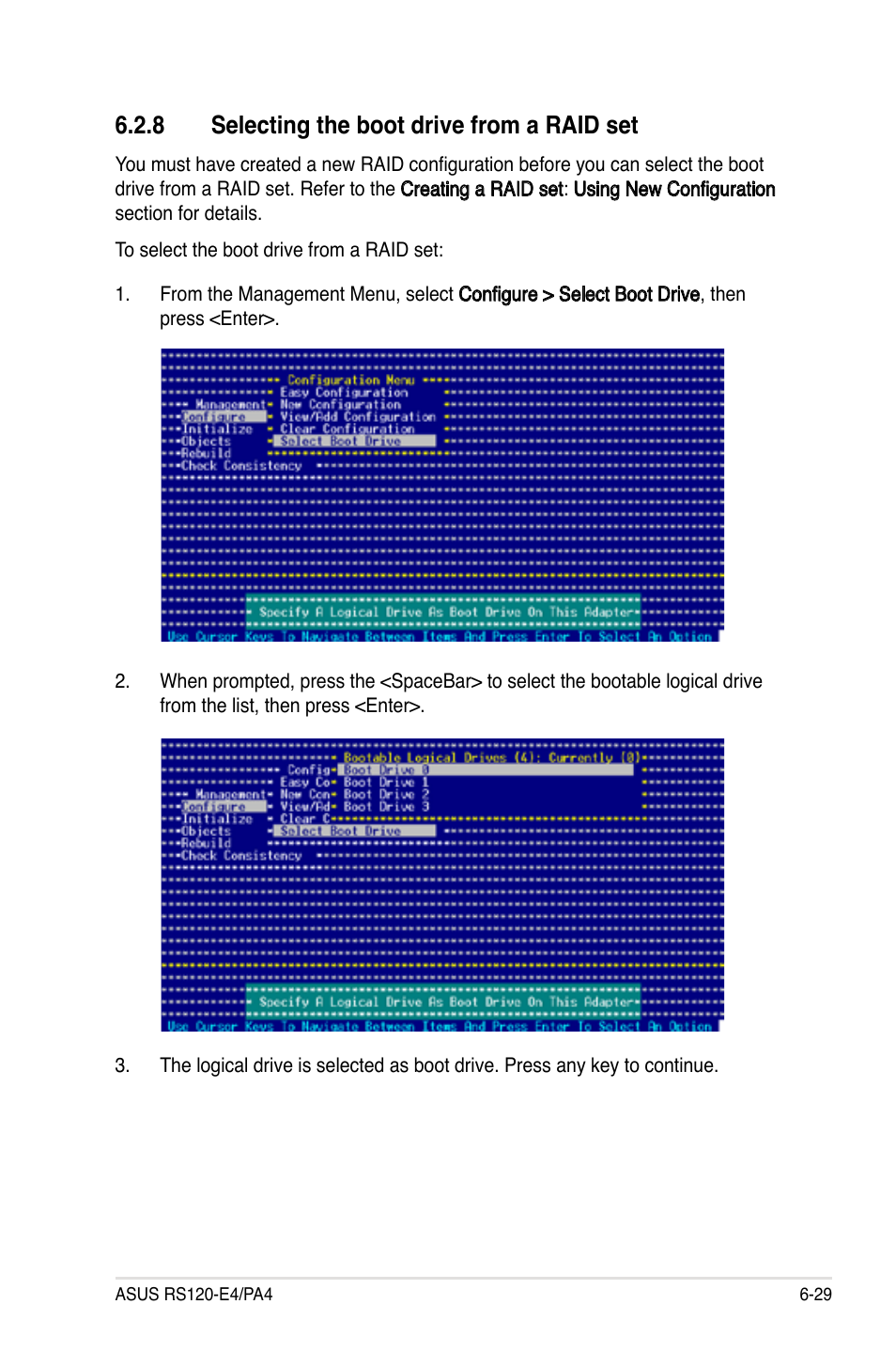 Selecting.the.boot.drive.from.a.raid.set | Asus RS120-E4/PA4 User Manual | Page 135 / 174