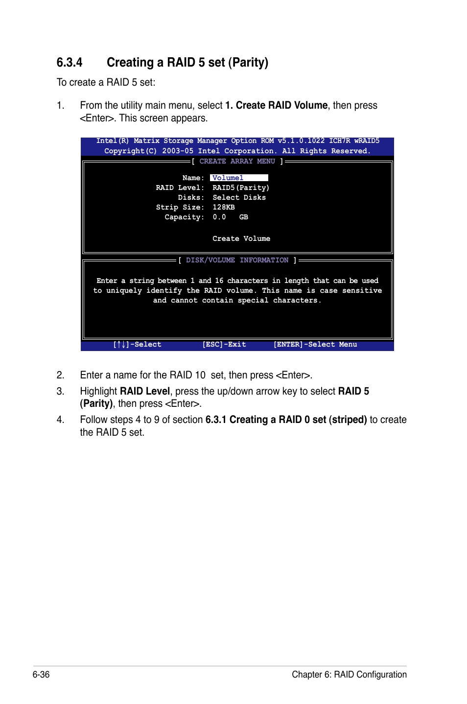 Creating.a.raid.5.set.(parity) | Asus RS120-E4/PA4 User Manual | Page 142 / 174