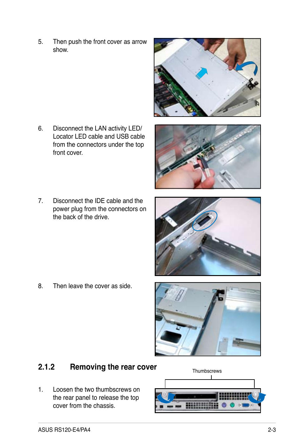 Removing.the.rear.cover | Asus RS120-E4/PA4 User Manual | Page 19 / 174