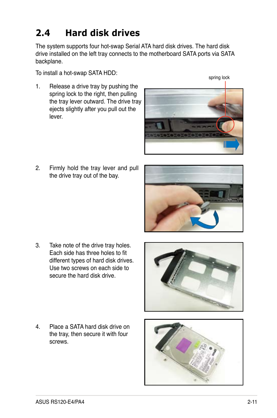 4 hard disk drives | Asus RS120-E4/PA4 User Manual | Page 27 / 174