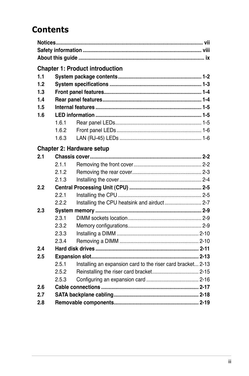 Asus RS120-E4/PA4 User Manual | Page 3 / 174
