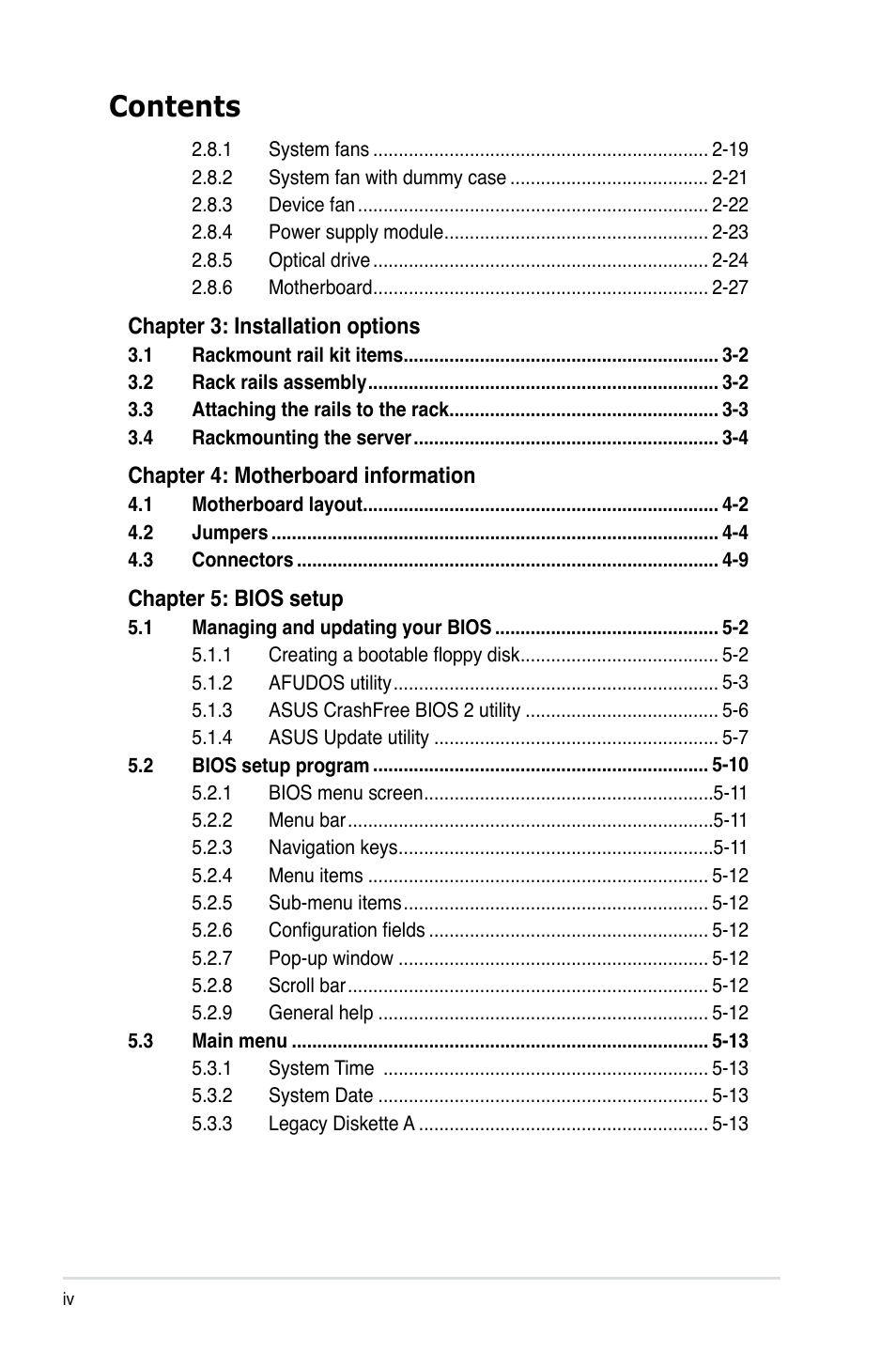 Asus RS120-E4/PA4 User Manual | Page 4 / 174