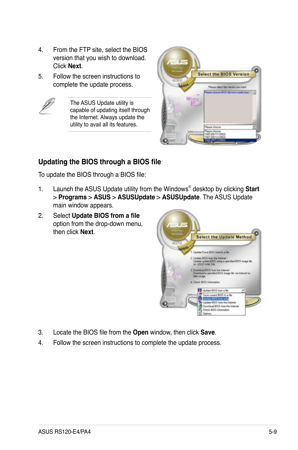 Updating the bios through a bios file | Asus RS120-E4/PA4 User Manual | Page 75 / 174