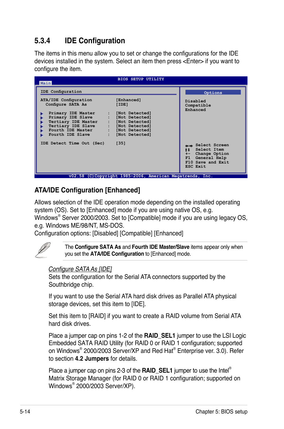 Ide configuration, Ata/ide configuration [enhanced | Asus RS120-E4/PA4 User Manual | Page 80 / 174