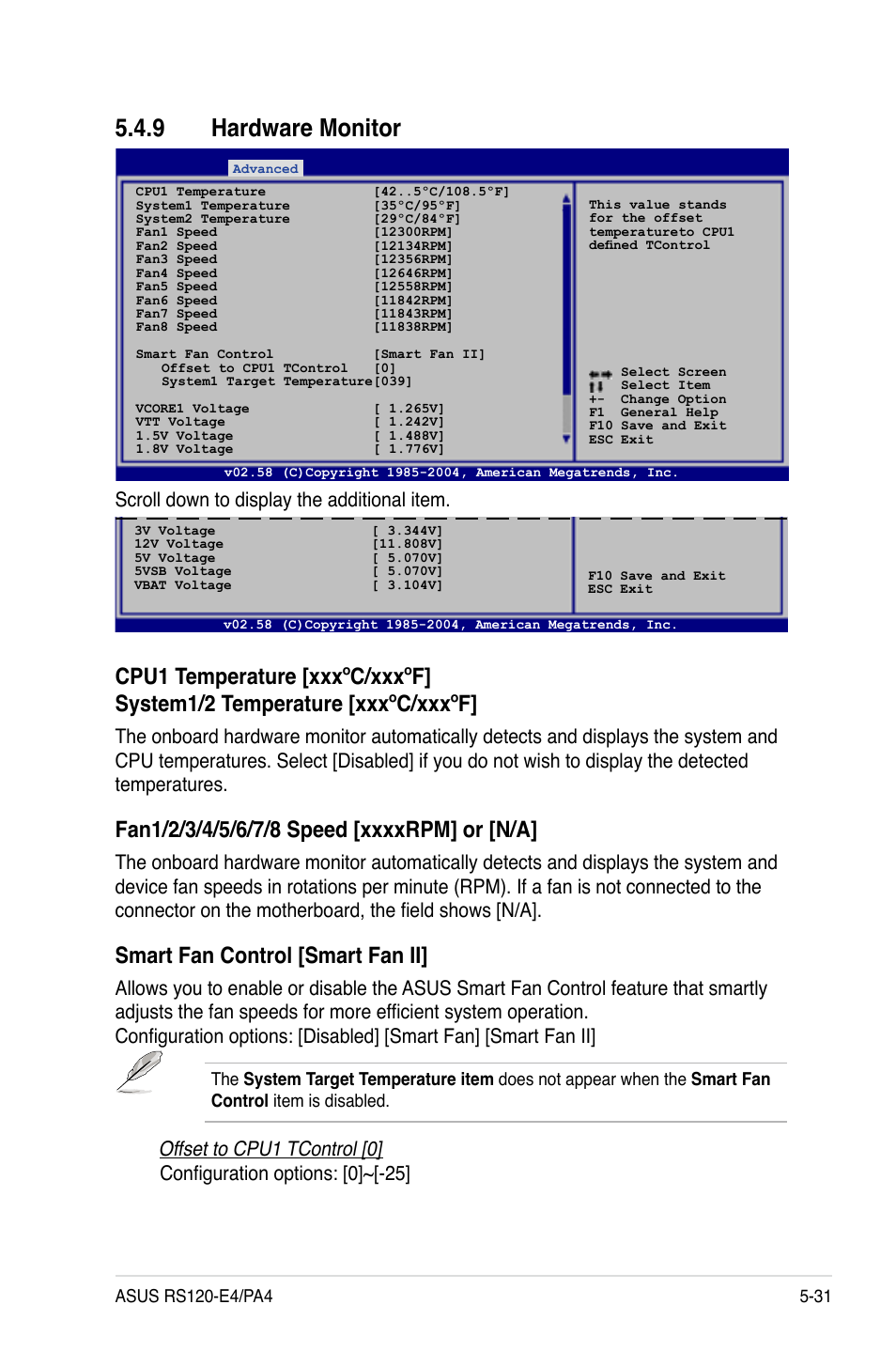 Hardware.monitor, Smart.fan.control.[smart.fan.ii | Asus RS120-E4/PA4 User Manual | Page 97 / 174