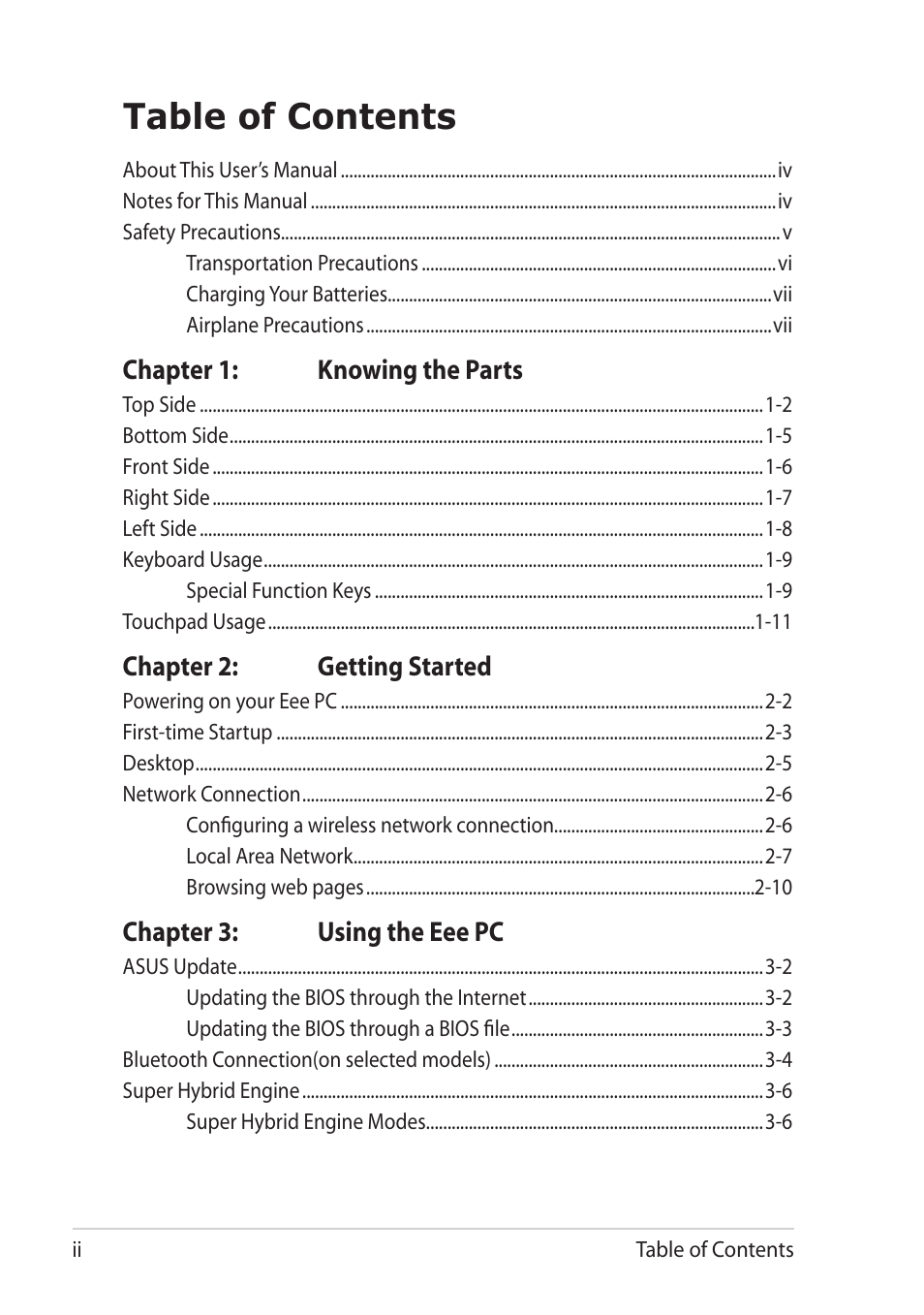 Asus Eee PC R061PT User Manual | Page 2 / 62