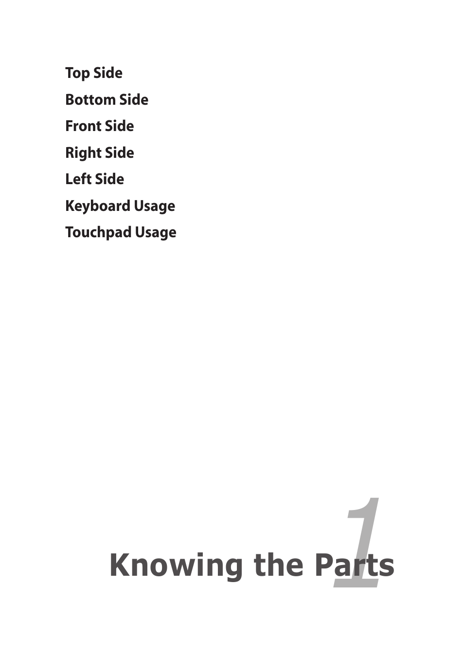 Chapter 1: knowing the parts, Chapter 1, Knowing the parts | Asus Eee PC R061PT User Manual | Page 9 / 62