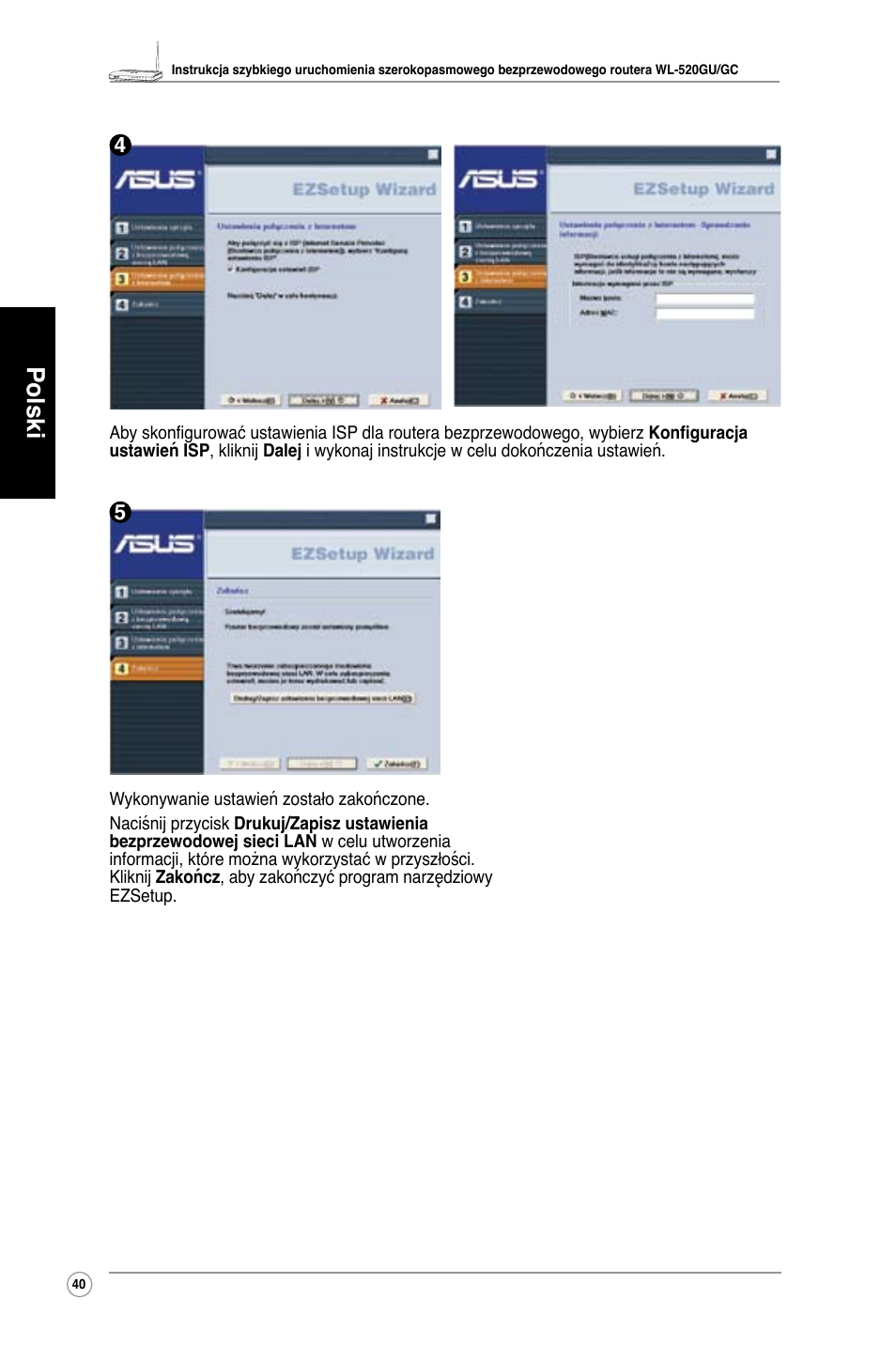 Polski | Asus WL-520GC User Manual | Page 43 / 108