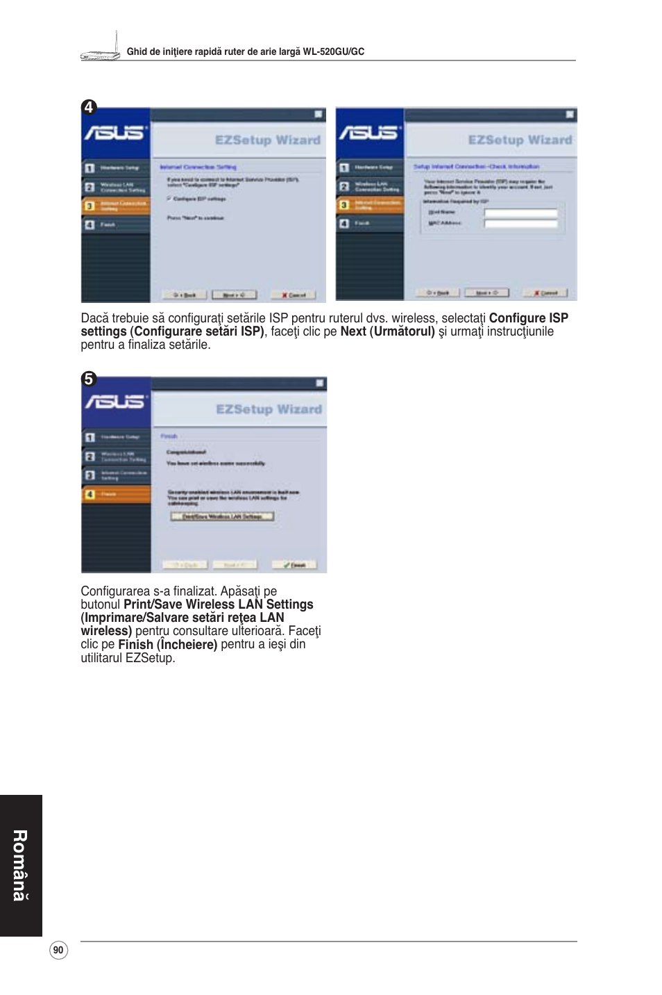 Română | Asus WL-520GC User Manual | Page 93 / 108