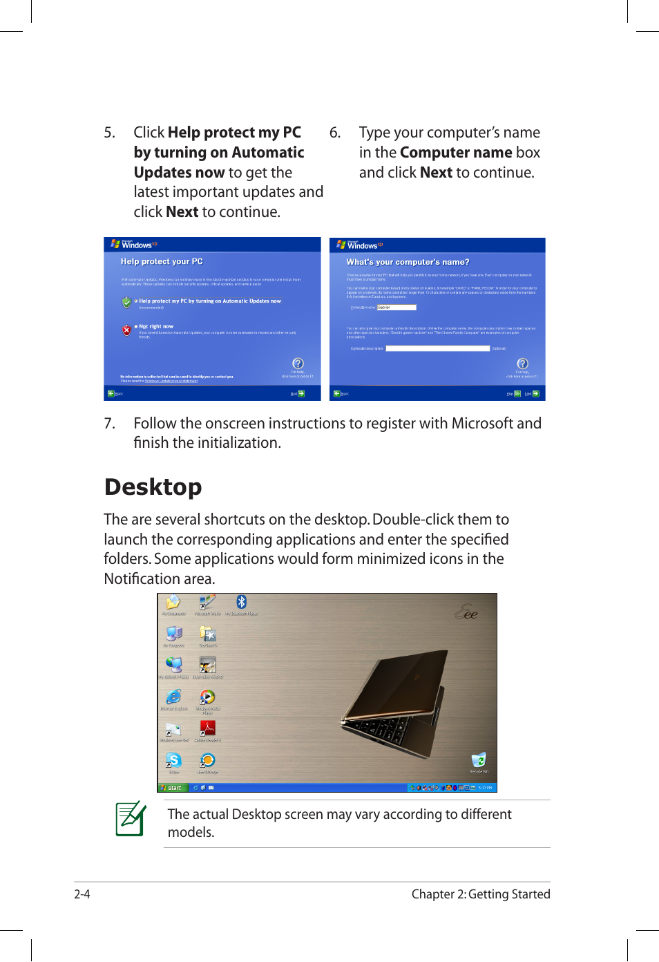 Desktop, Desktop -4 | Asus Eee PC S101/XP User Manual | Page 24 / 60