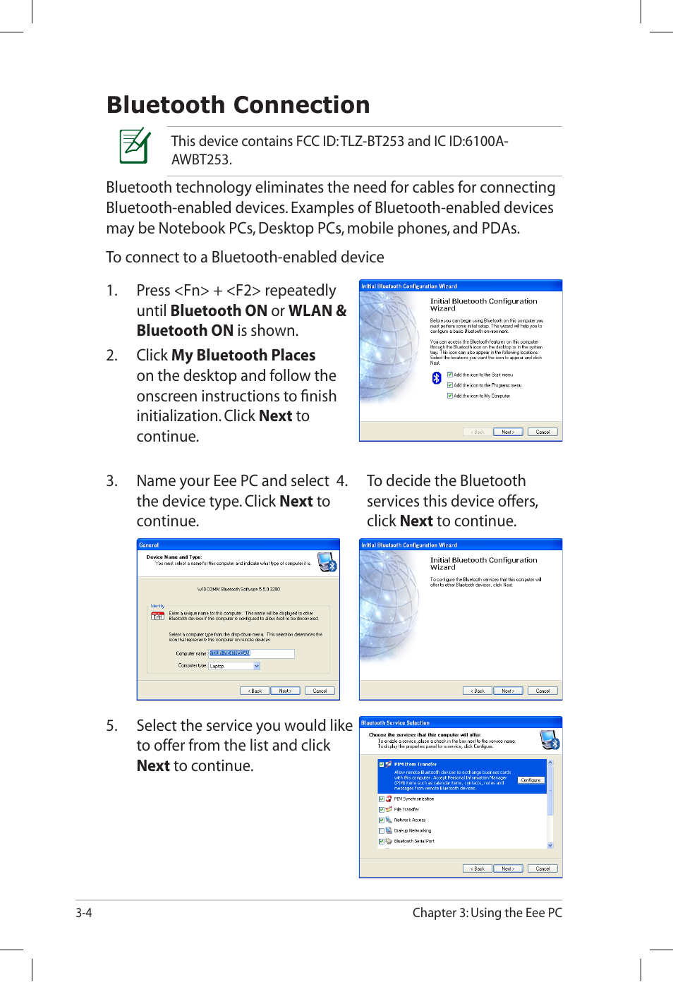 Bluetooth connection, Bluetooth connection -4 | Asus Eee PC S101/XP User Manual | Page 36 / 60