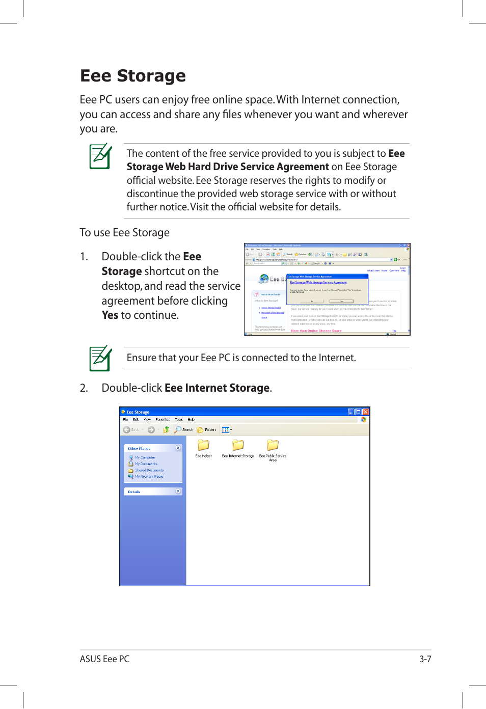 Eee storage, Eee storage -7 | Asus Eee PC S101/XP User Manual | Page 39 / 60