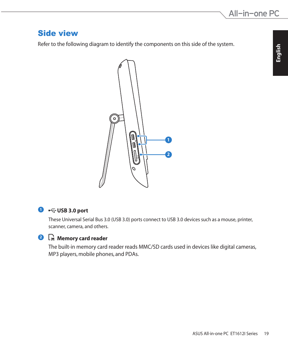 Side view | Asus ET1612IUTS User Manual | Page 19 / 36