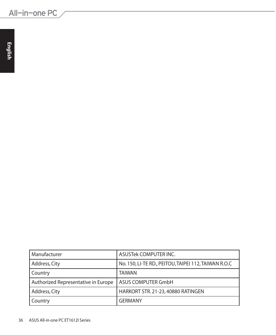 Asus ET1612IUTS User Manual | Page 36 / 36