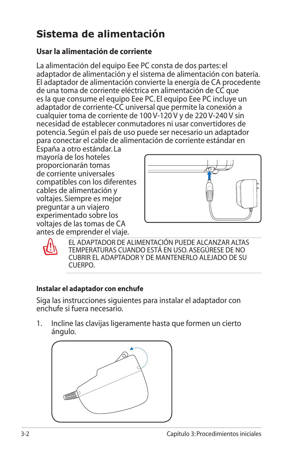Sistema de alimentación | Asus Eee PC 701SD/Linux User Manual | Page 24 / 62