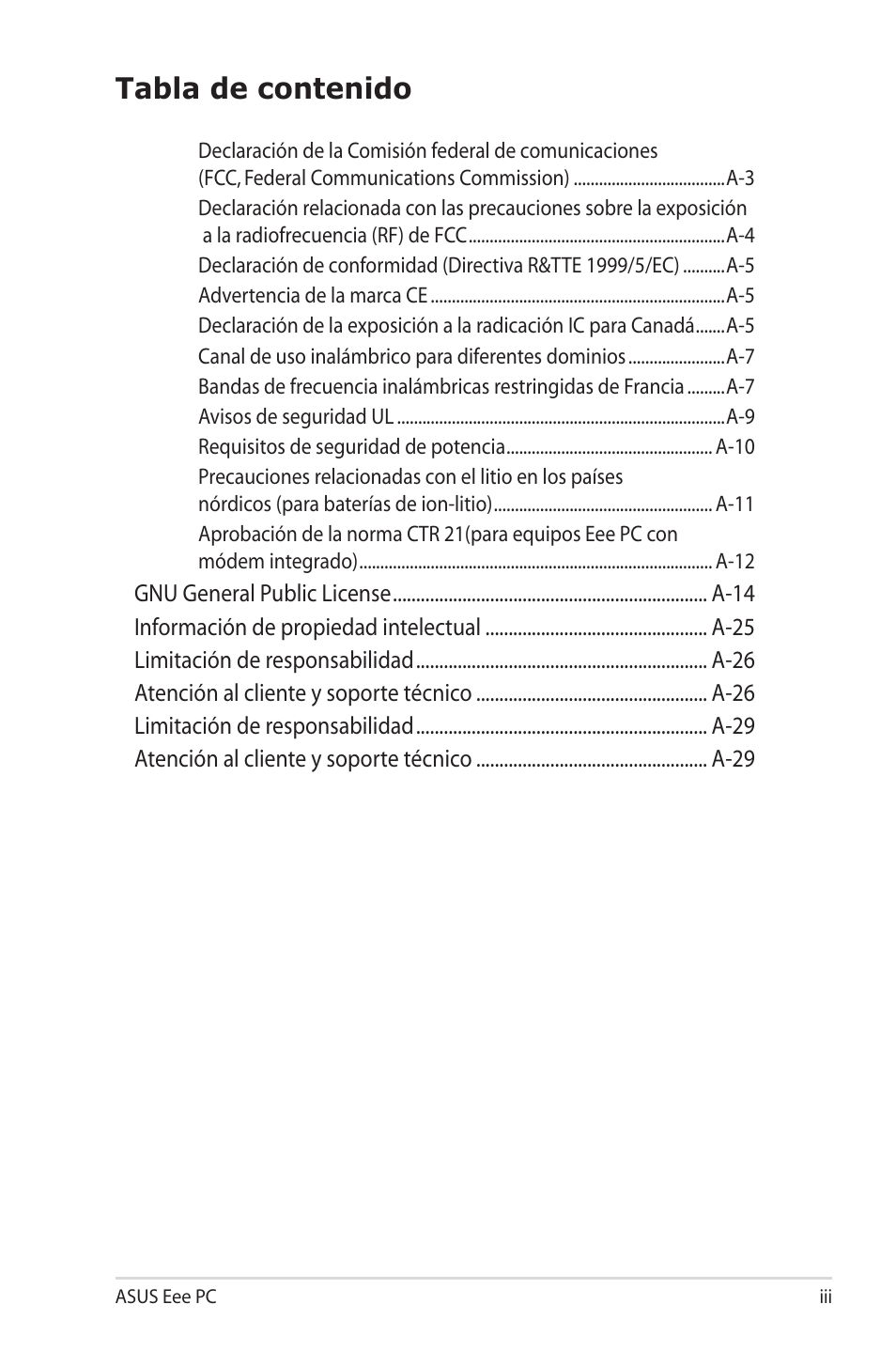 Asus Eee PC 701SD/Linux User Manual | Page 3 / 62