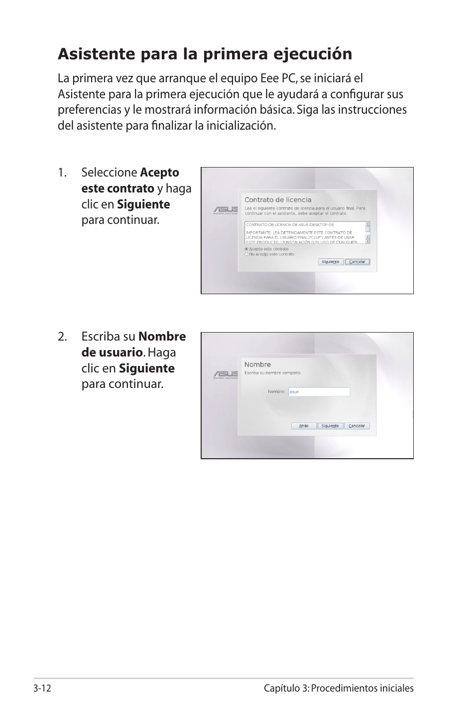 Asistente para la primera ejecución | Asus Eee PC 701SD/Linux User Manual | Page 34 / 62