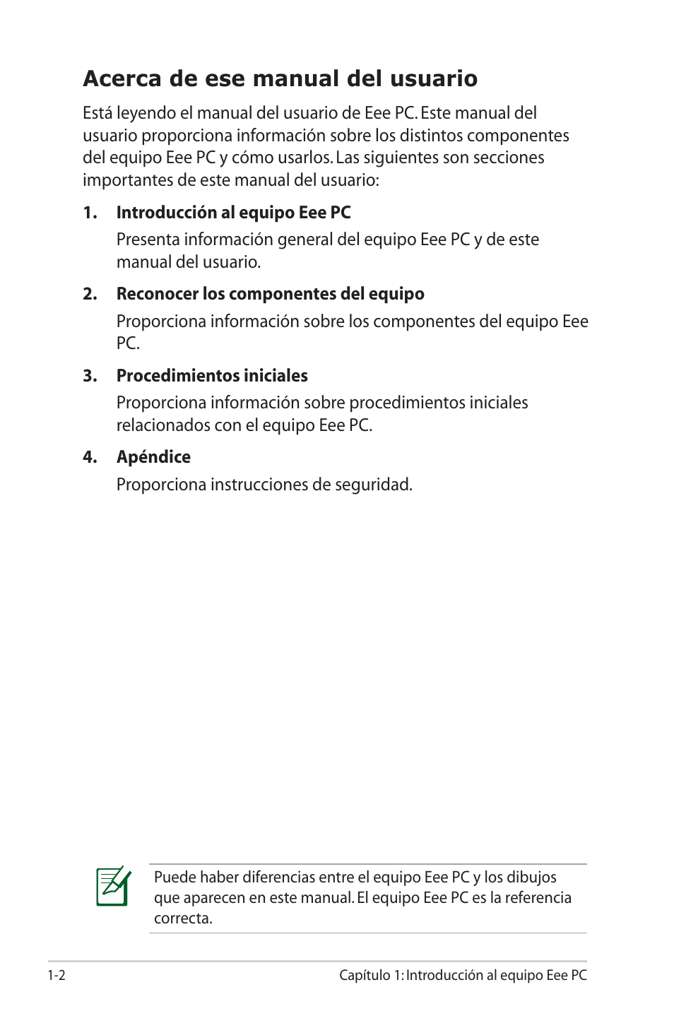 Acerca de ese manual del usuario | Asus Eee PC 701SD/Linux User Manual | Page 6 / 62