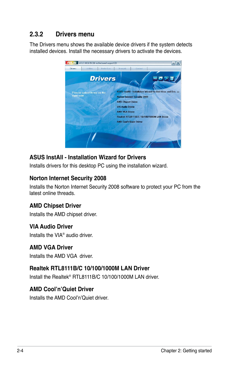 2 drivers menu | Asus BM2220 User Manual | Page 18 / 26