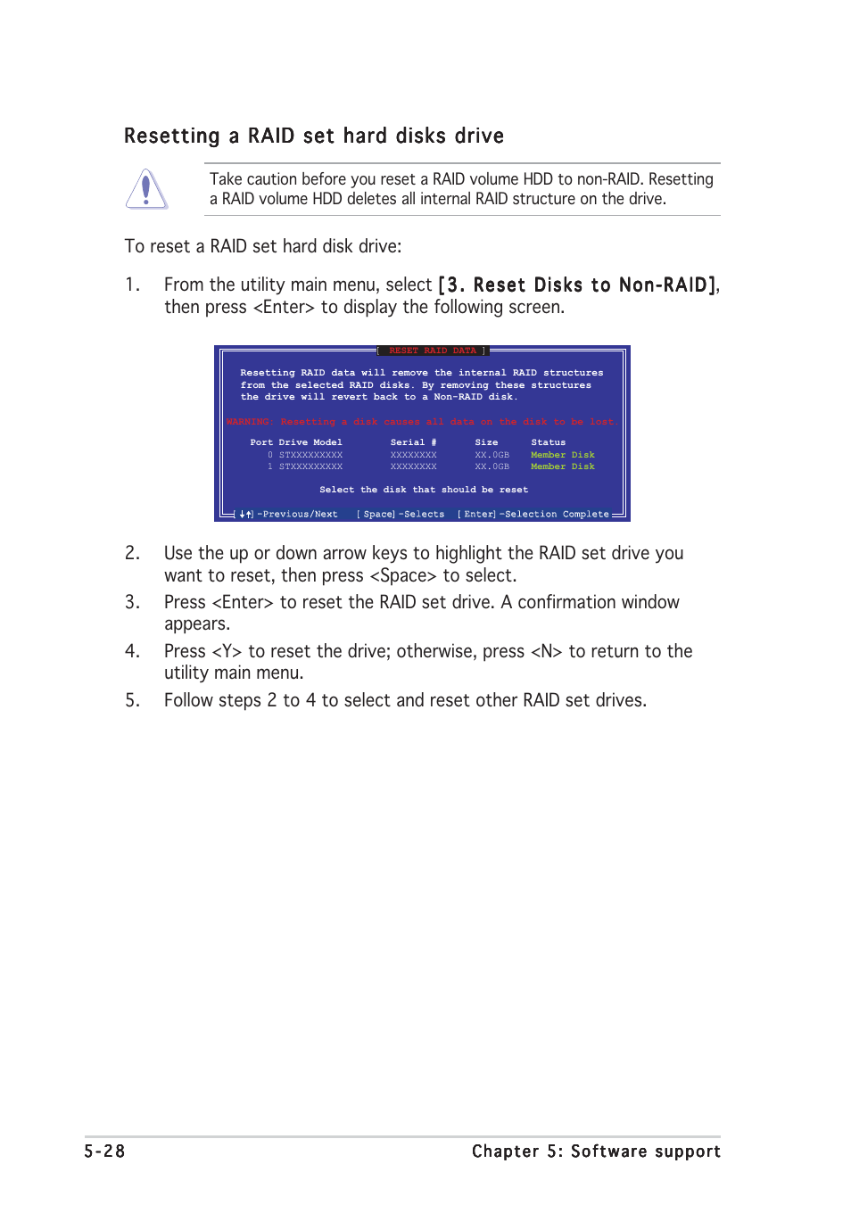 Resetting a raid set hard disks drive | Asus P5LD2 User Manual | Page 134 / 142