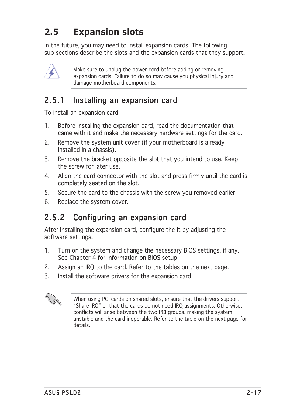 5 expansion slots | Asus P5LD2 User Manual | Page 39 / 142