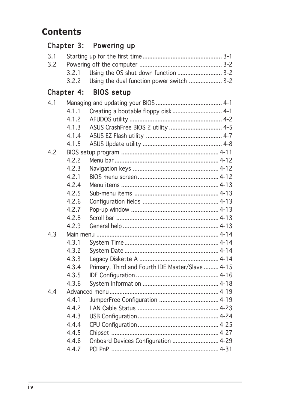Asus P5LD2 User Manual | Page 4 / 142