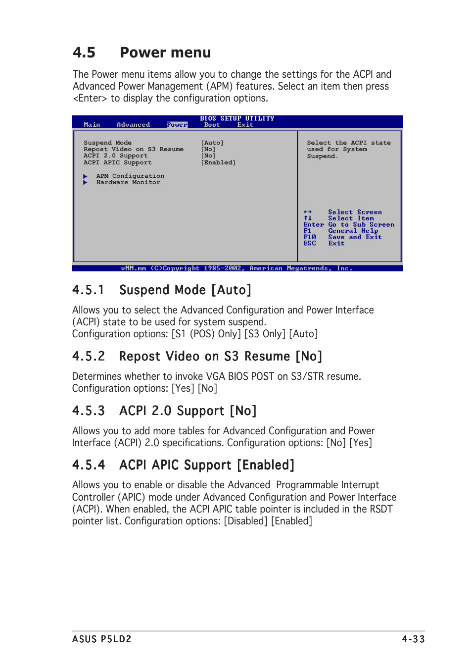 5 power menu | Asus P5LD2 User Manual | Page 93 / 142
